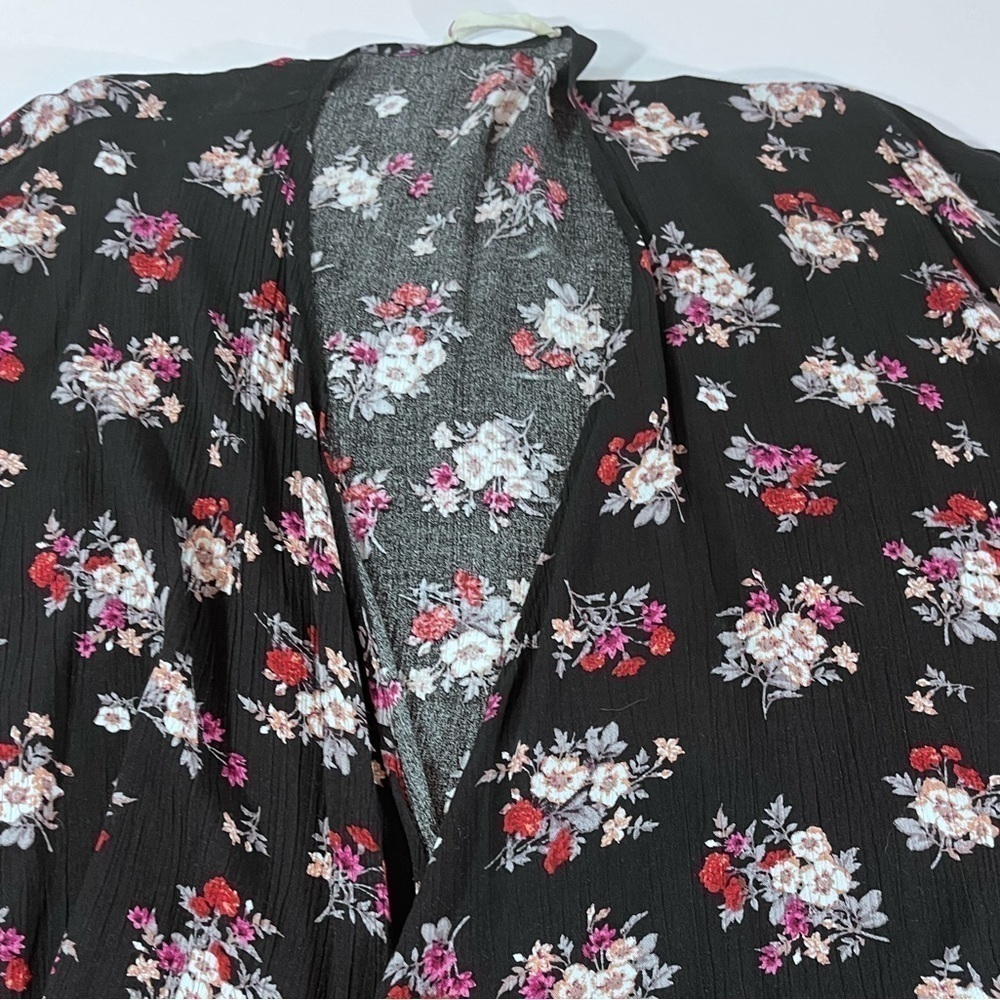 American Threads Black Micro Floral Kimono One size - Picture 5 of 7